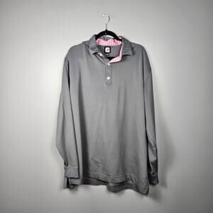 FootJoy Men XXL Long Sleeve Golf Polo Gray Stretch Performance Athletic Pullover